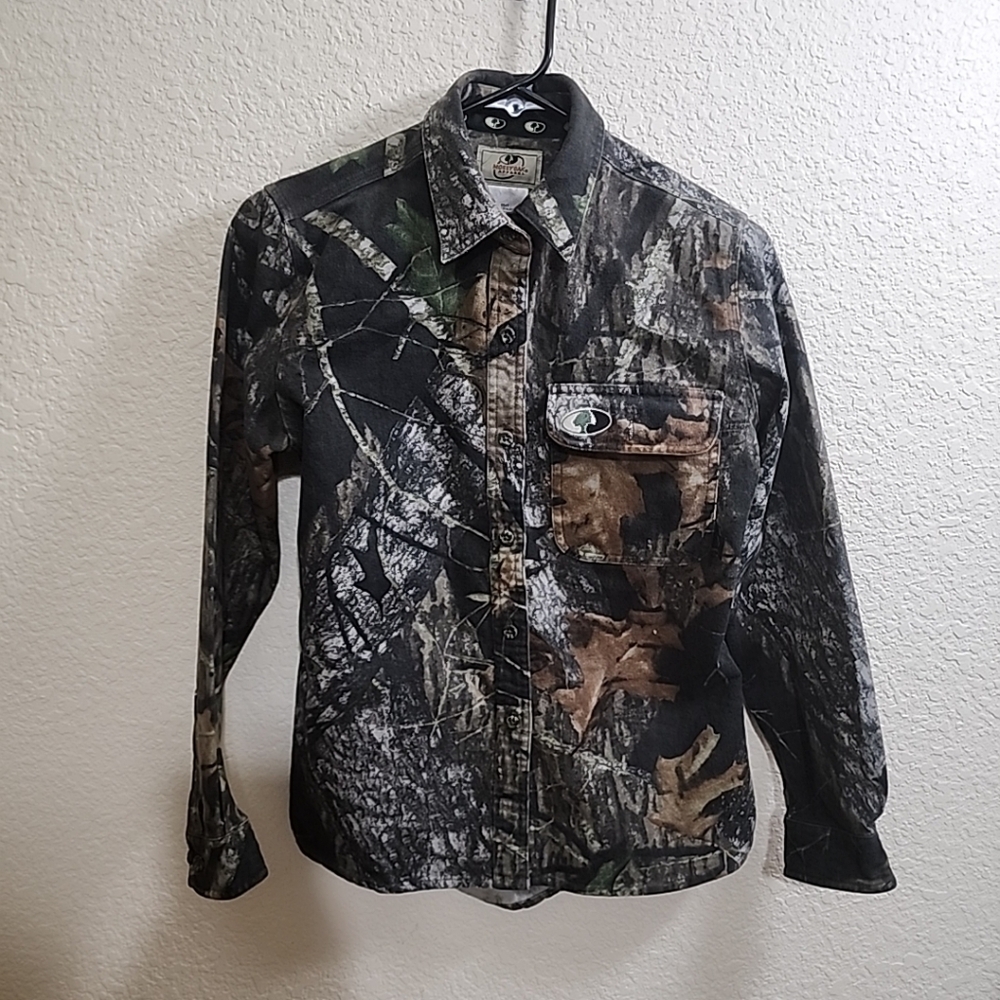 Women's Mossy Oak High Low Hem Camo Hunting Shirt Flannel Small Petite